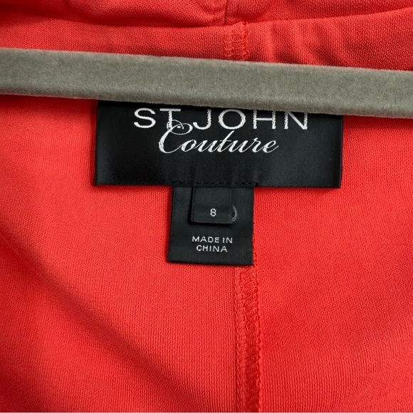 St. John Couture Surplice Drape Neck Long Sleeve Blouse Shirt Top Orange Size 8 - Picture 6 of 9